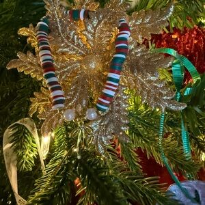 Christmas Clay Beaded Bracelet with Cute Gold Ribbin